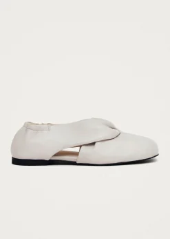 Alaula Light Grey Leather Ballet Flats|ALOHAS Discount