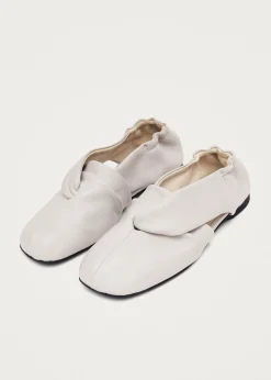 Alaula Light Grey Leather Ballet Flats|ALOHAS Discount