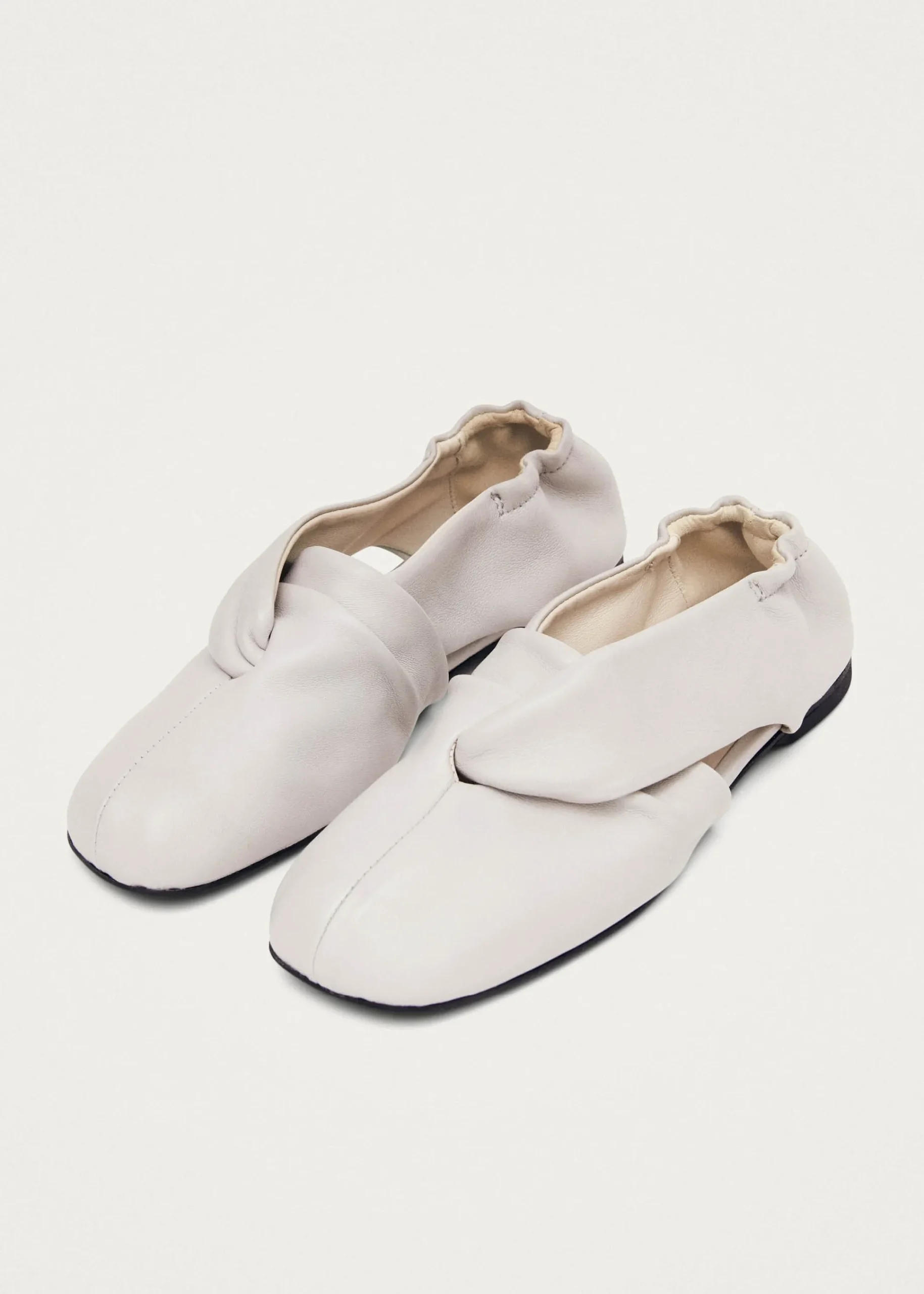 Alaula Light Grey Leather Ballet Flats|ALOHAS Discount