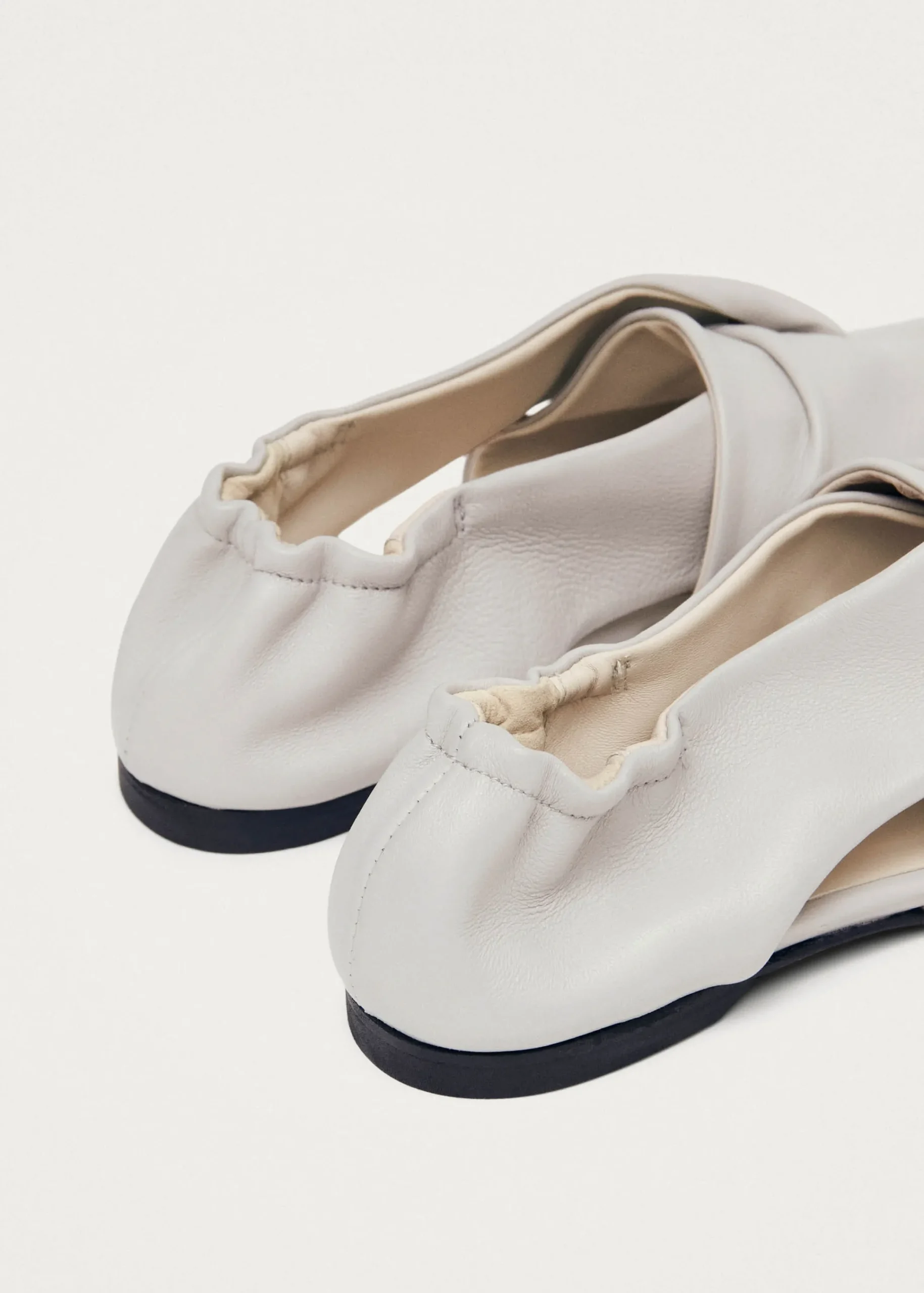 Alaula Light Grey Leather Ballet Flats|ALOHAS Discount