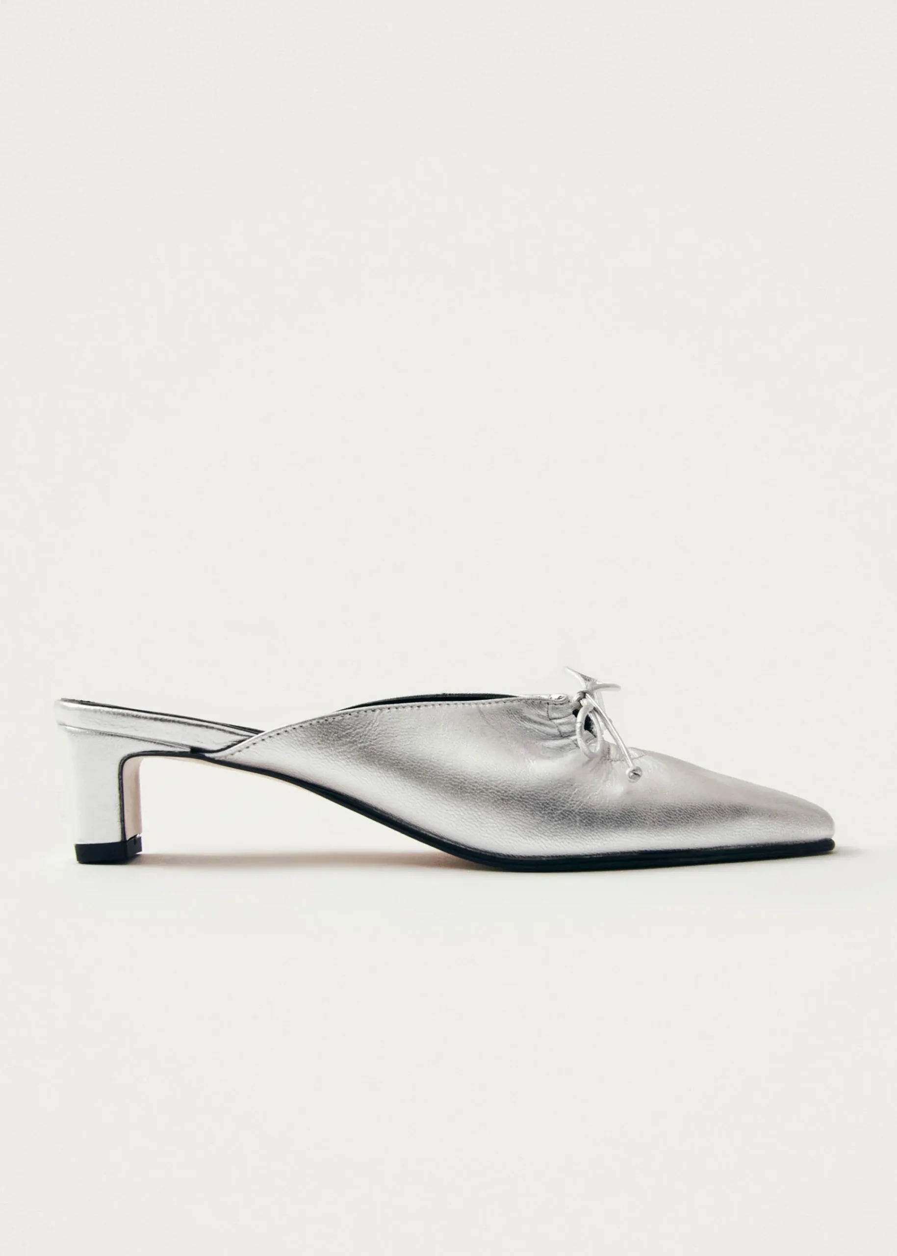 Amar Shimmer Silver Leather Mules|ALOHAS Sale