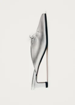 Amar Shimmer Silver Leather Mules|ALOHAS Sale