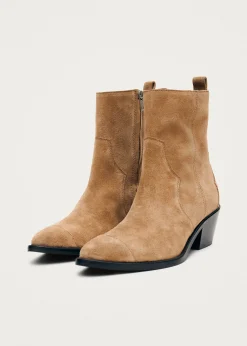 Austin Suede Tan Leather Ankle Boots|ALOHAS Online