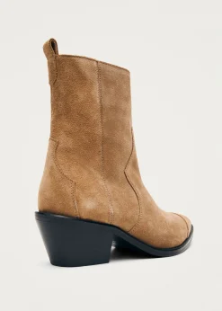 Austin Suede Tan Leather Ankle Boots|ALOHAS Online
