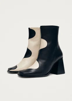 Blair Bicolor Black Cream Ankle Boots|ALOHAS Clearance