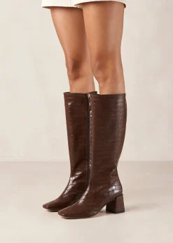 Chalk Alli Brown Vegan Leather Boots|ALOHAS Clearance