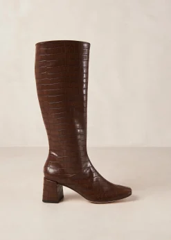 Chalk Alli Brown Vegan Leather Boots|ALOHAS Clearance