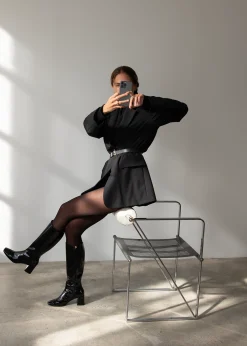 Chalk Onix Black Vegan Leather Boots|ALOHAS Sale