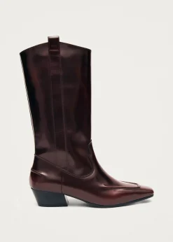 Chase Brushed Burgundy Leather Boots|ALOHAS Hot