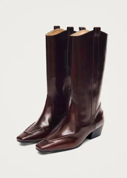 Chase Brushed Burgundy Leather Boots|ALOHAS Hot