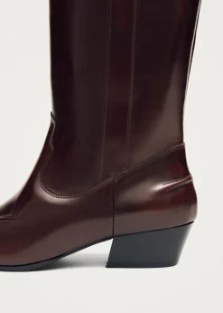 Chase Brushed Burgundy Leather Boots|ALOHAS Hot