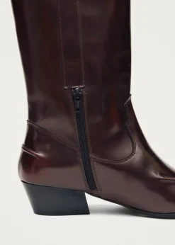 Chase Brushed Burgundy Leather Boots|ALOHAS Hot