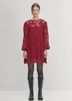 Dablon Lace Wine Dress|ALOHAS Best