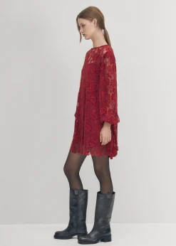 Dablon Lace Wine Dress|ALOHAS Best
