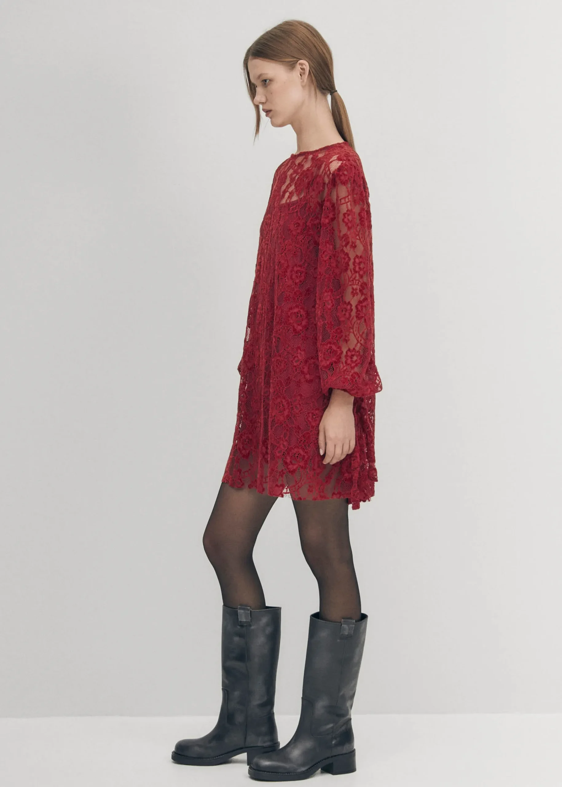 Dablon Lace Wine Dress|ALOHAS Best