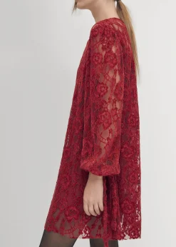 Dablon Lace Wine Dress|ALOHAS Best
