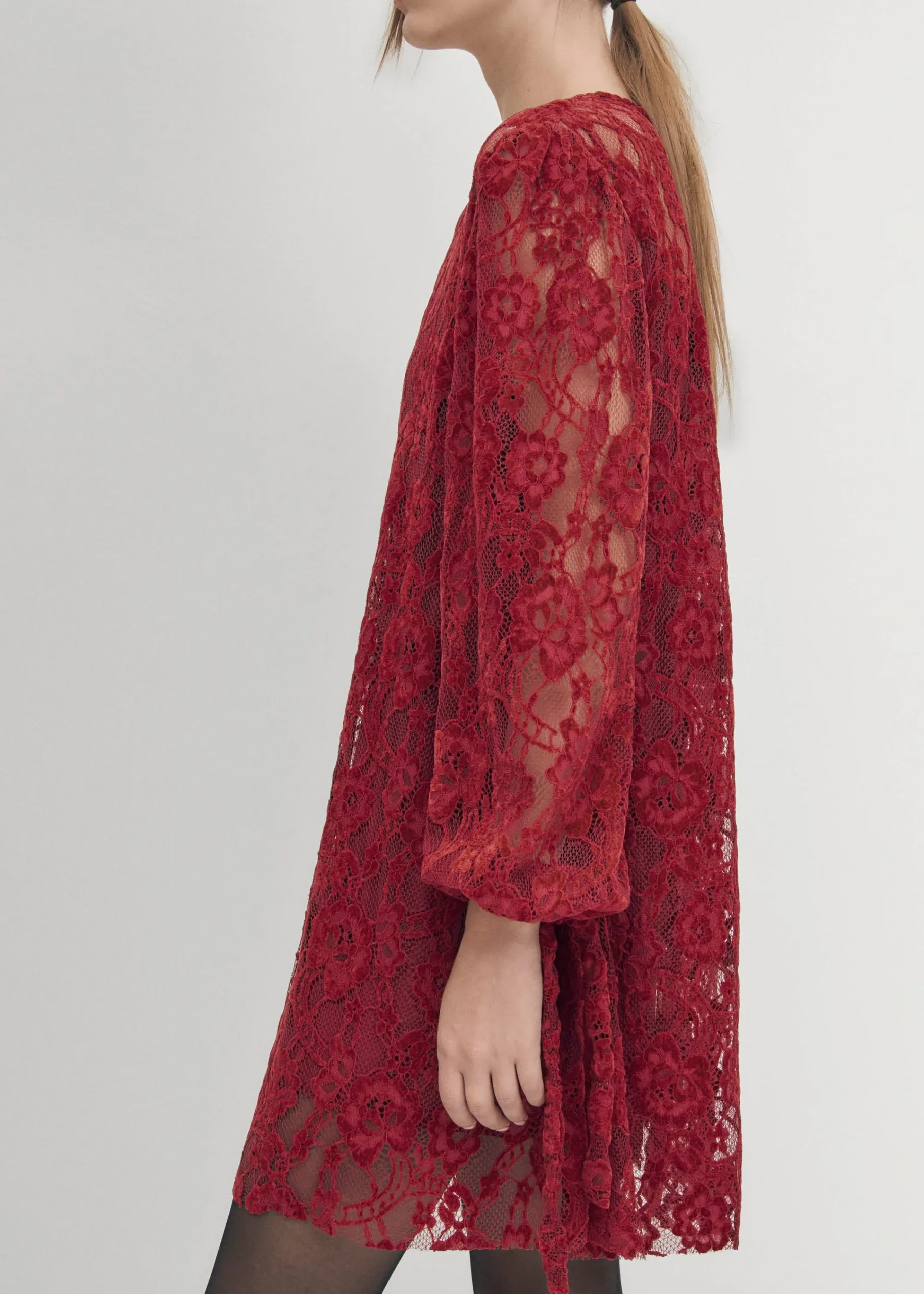 Dablon Lace Wine Dress|ALOHAS Best