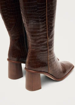 East Alli Brown Leather Boots|ALOHAS Hot