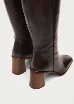 East Coffee Brown Leather Boots|ALOHAS Sale