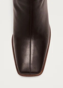 East Coffee Brown Leather Boots|ALOHAS Sale