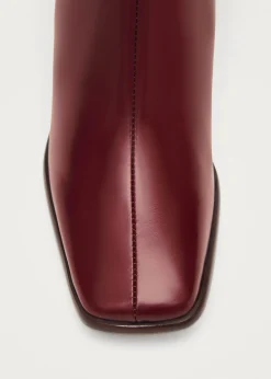 East Sleek Burgundy Leather Boots|ALOHAS Fashion