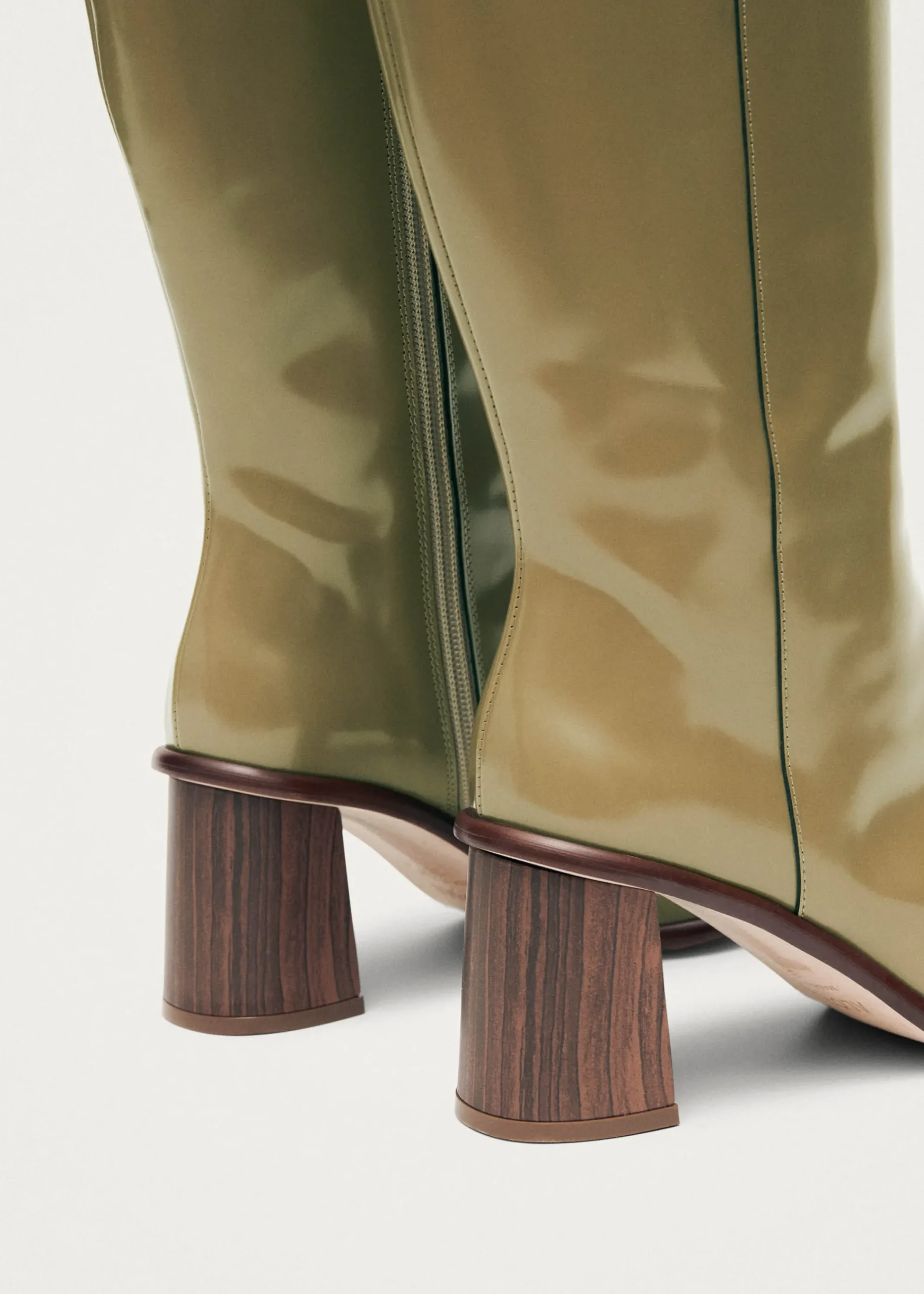 East Sleek Khaki Leather Boots|ALOHAS Discount