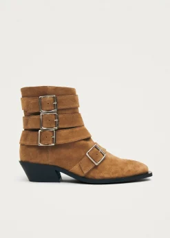 Eras Suede Tan Leather Ankle Boots|ALOHAS Hot