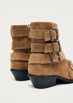 Eras Suede Tan Leather Ankle Boots|ALOHAS Hot