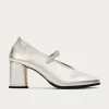 Esha Shimmer Silver Leather Pumps|ALOHAS Discount