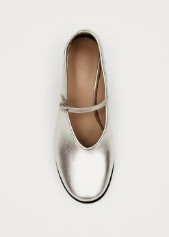 Esha Shimmer Silver Leather Pumps|ALOHAS Discount