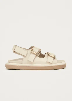 Harper Cream Leather Sandals|ALOHAS New