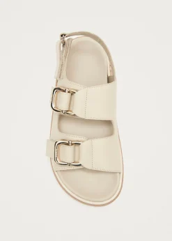 Harper Cream Leather Sandals|ALOHAS New