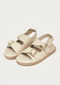 Harper Cream Leather Sandals|ALOHAS New