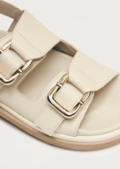 Harper Cream Leather Sandals|ALOHAS New