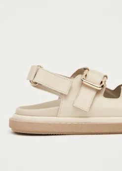 Harper Cream Leather Sandals|ALOHAS New