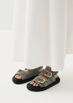 Harper Soft Grey Leather Sandals|ALOHAS Online