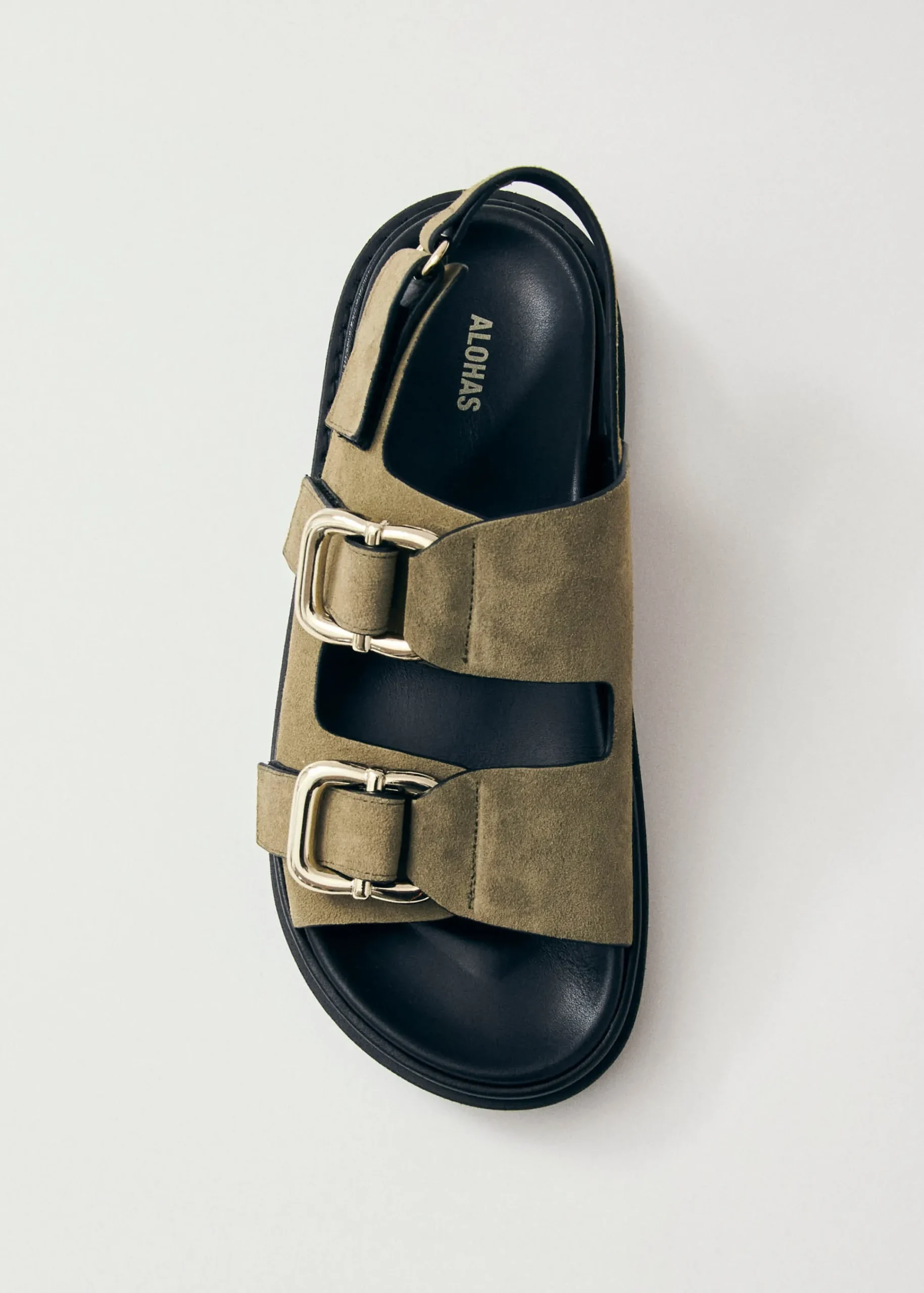Harper Suede Khaki Leather Sandals|ALOHAS Outlet