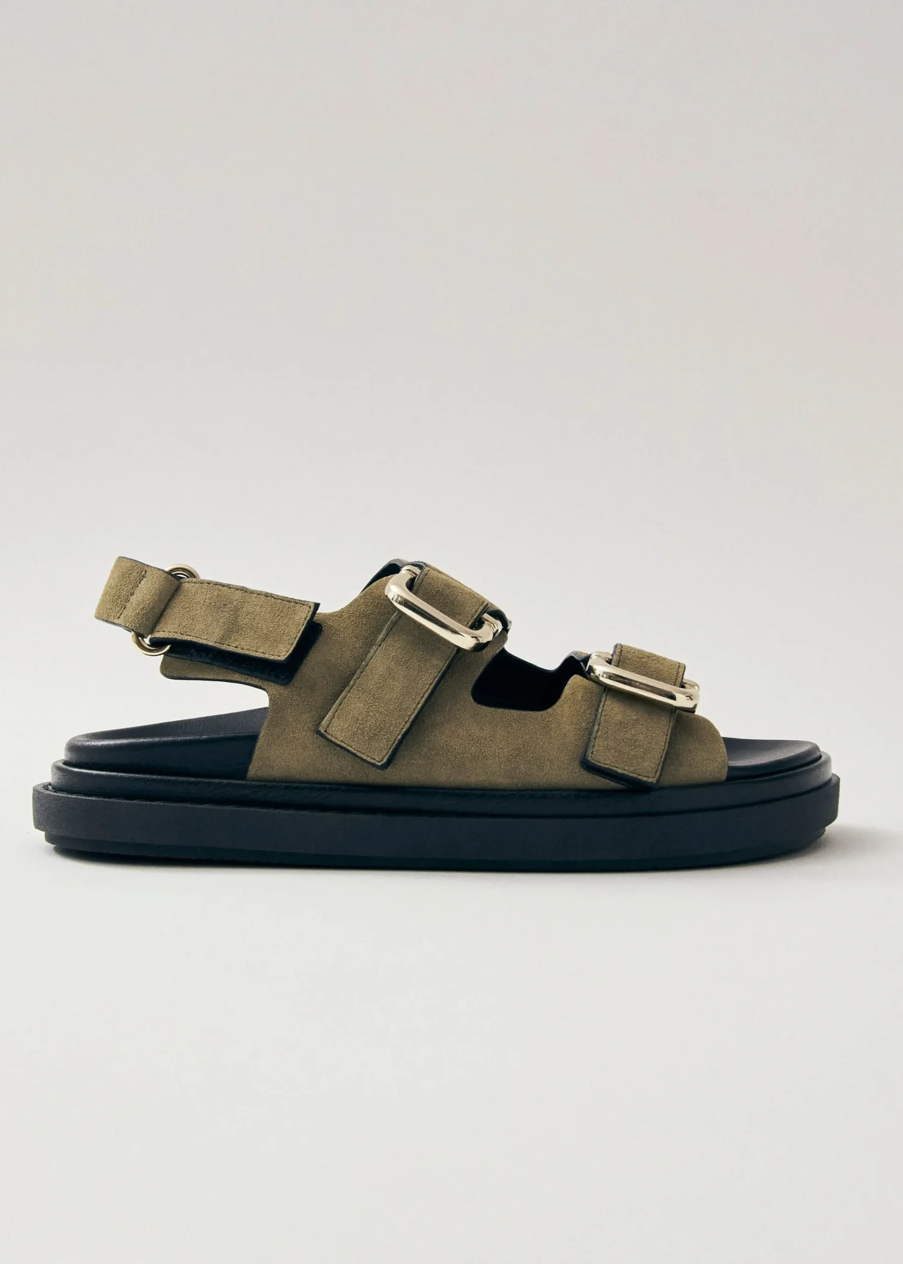 Harper Suede Khaki Leather Sandals|ALOHAS Outlet