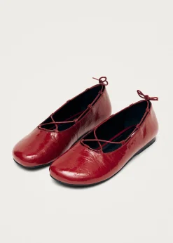 Hollis Onix Red Leather Ballet Flats|ALOHAS Discount