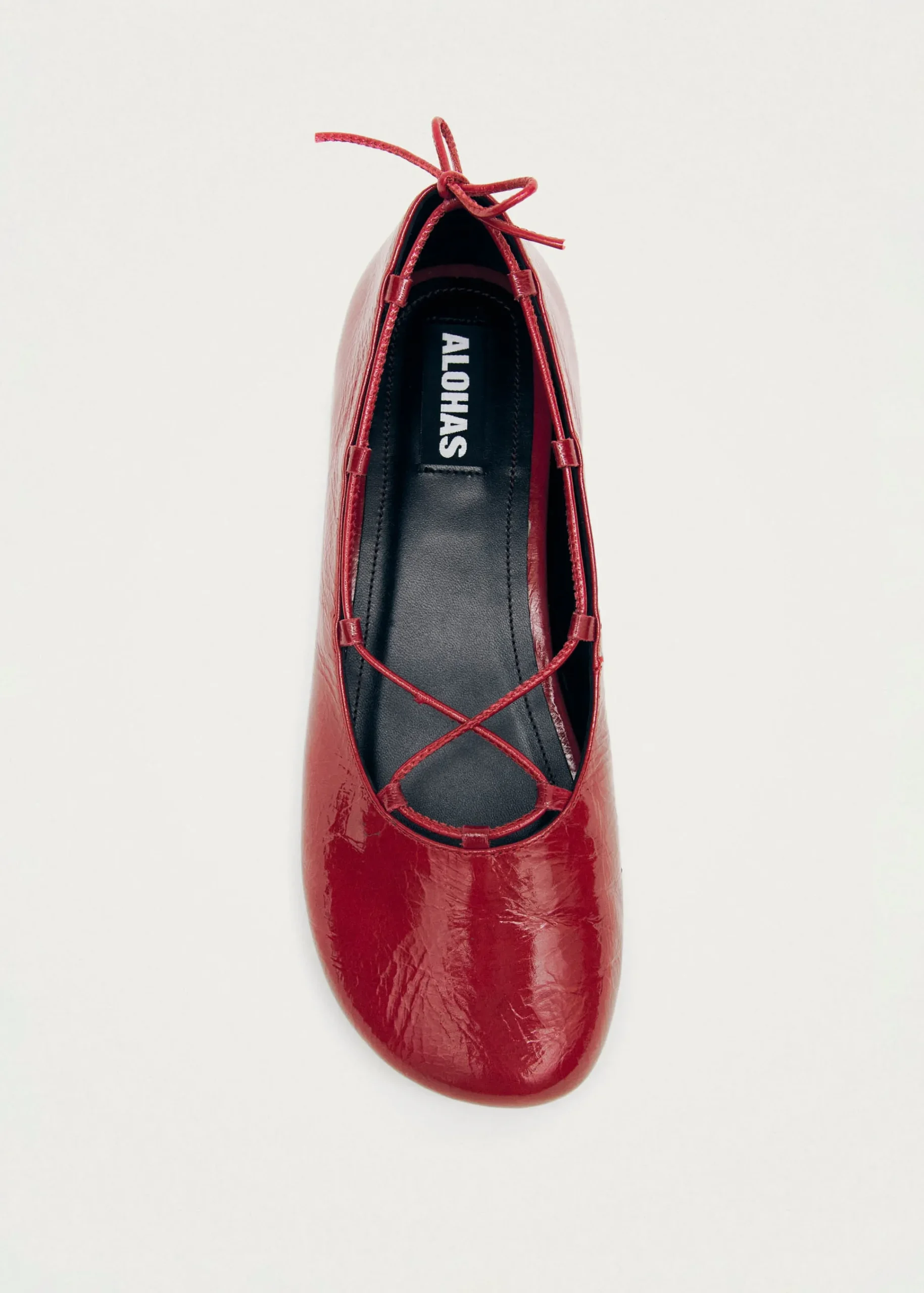 Hollis Onix Red Leather Ballet Flats|ALOHAS Discount