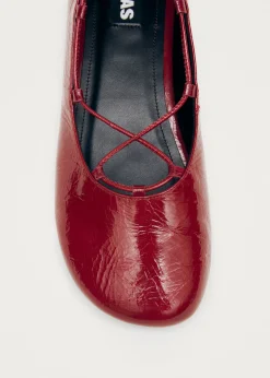 Hollis Onix Red Leather Ballet Flats|ALOHAS Discount