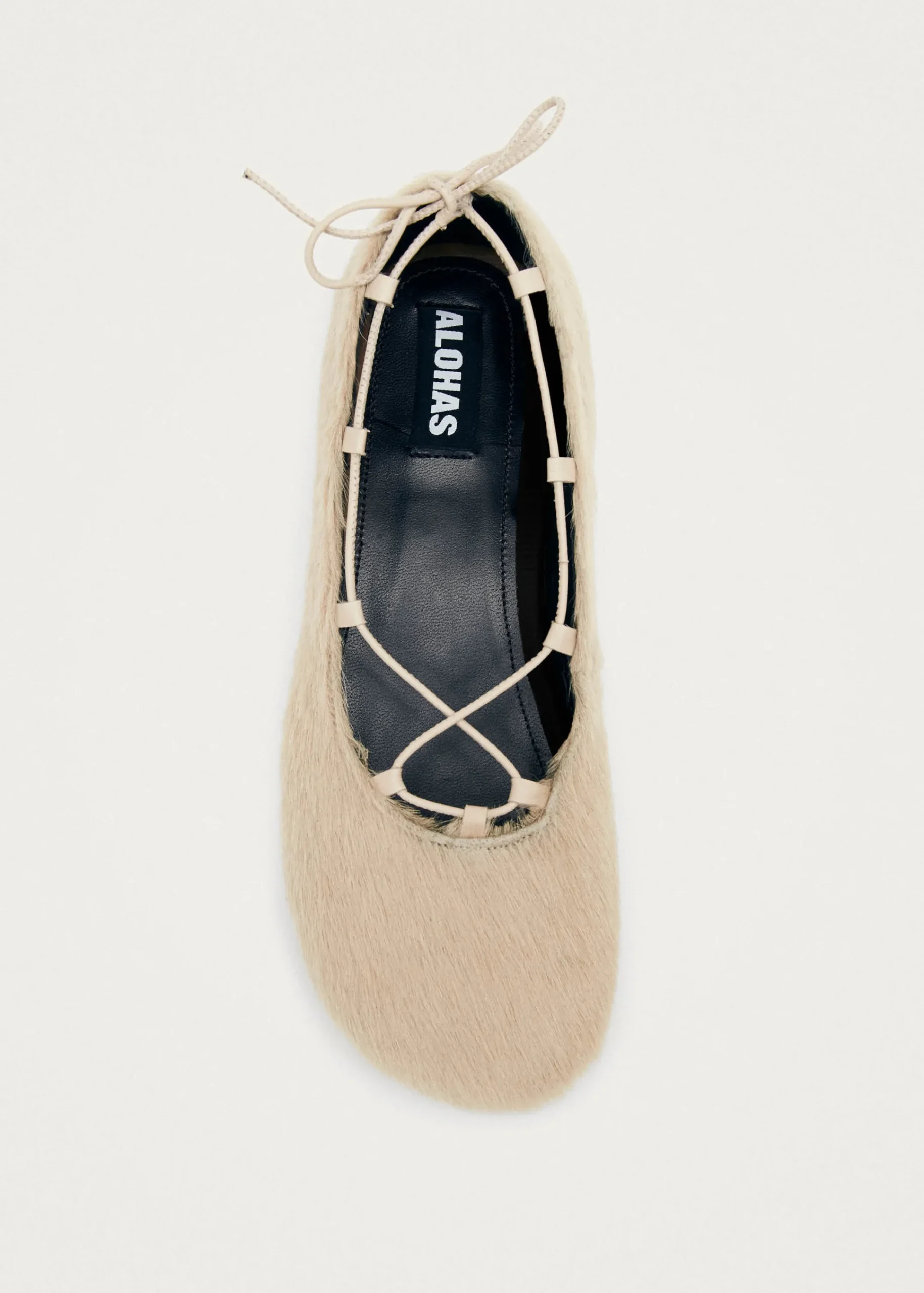 Hollis Soft Cream Leather Ballet Flats|ALOHAS Best