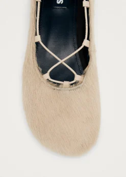 Hollis Soft Cream Leather Ballet Flats|ALOHAS Best