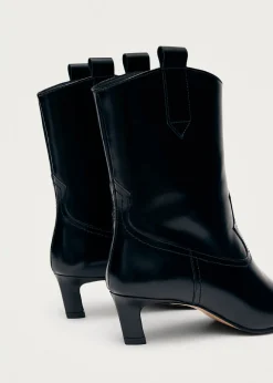 Hudson Shimmer Bicolor Black Silver Leather Ankle Boots|ALOHAS Fashion