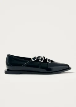 Jive Onix Black Leather Ballet Flats|ALOHAS Fashion