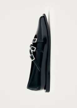 Jive Onix Black Leather Ballet Flats|ALOHAS Fashion