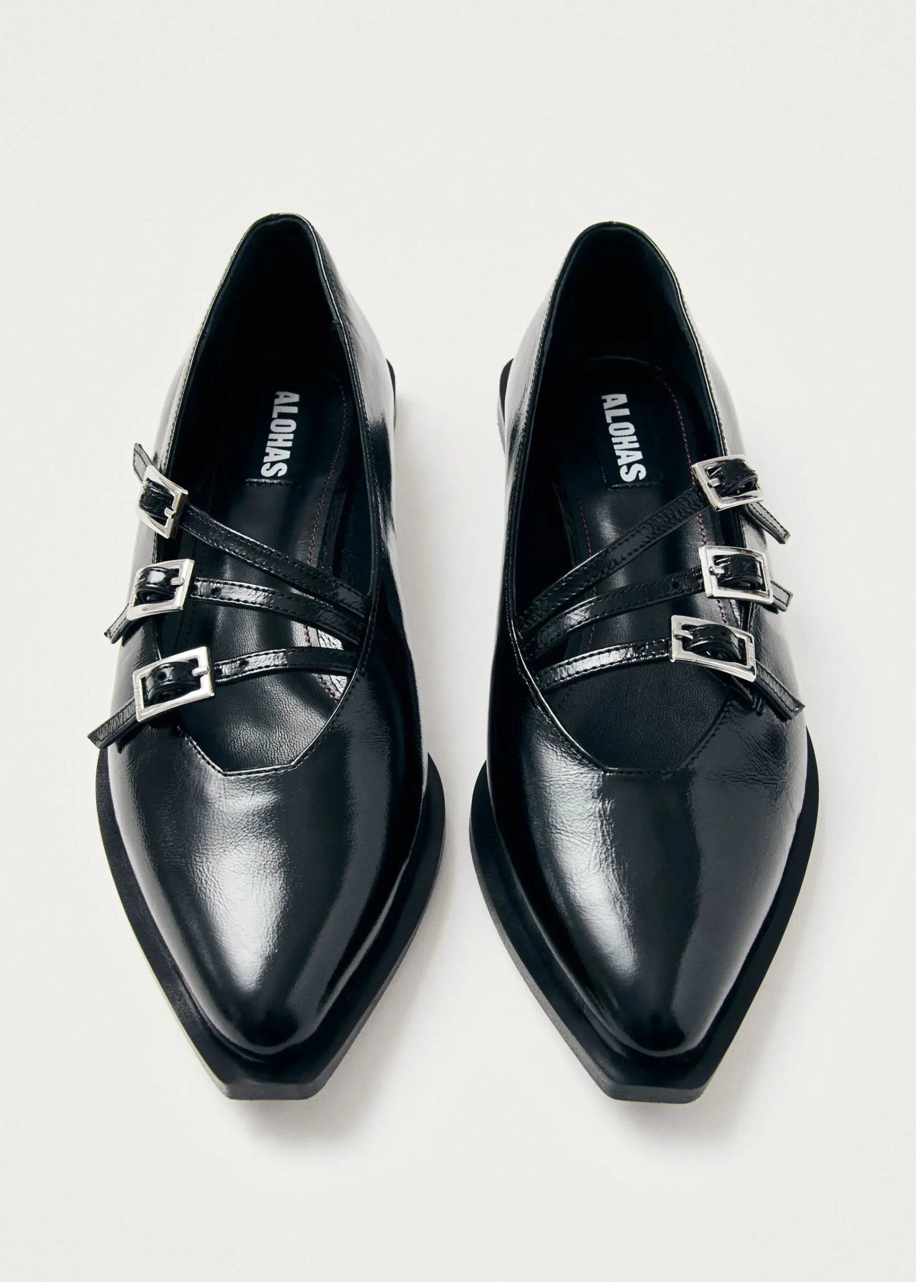Jive Onix Black Leather Ballet Flats|ALOHAS Fashion