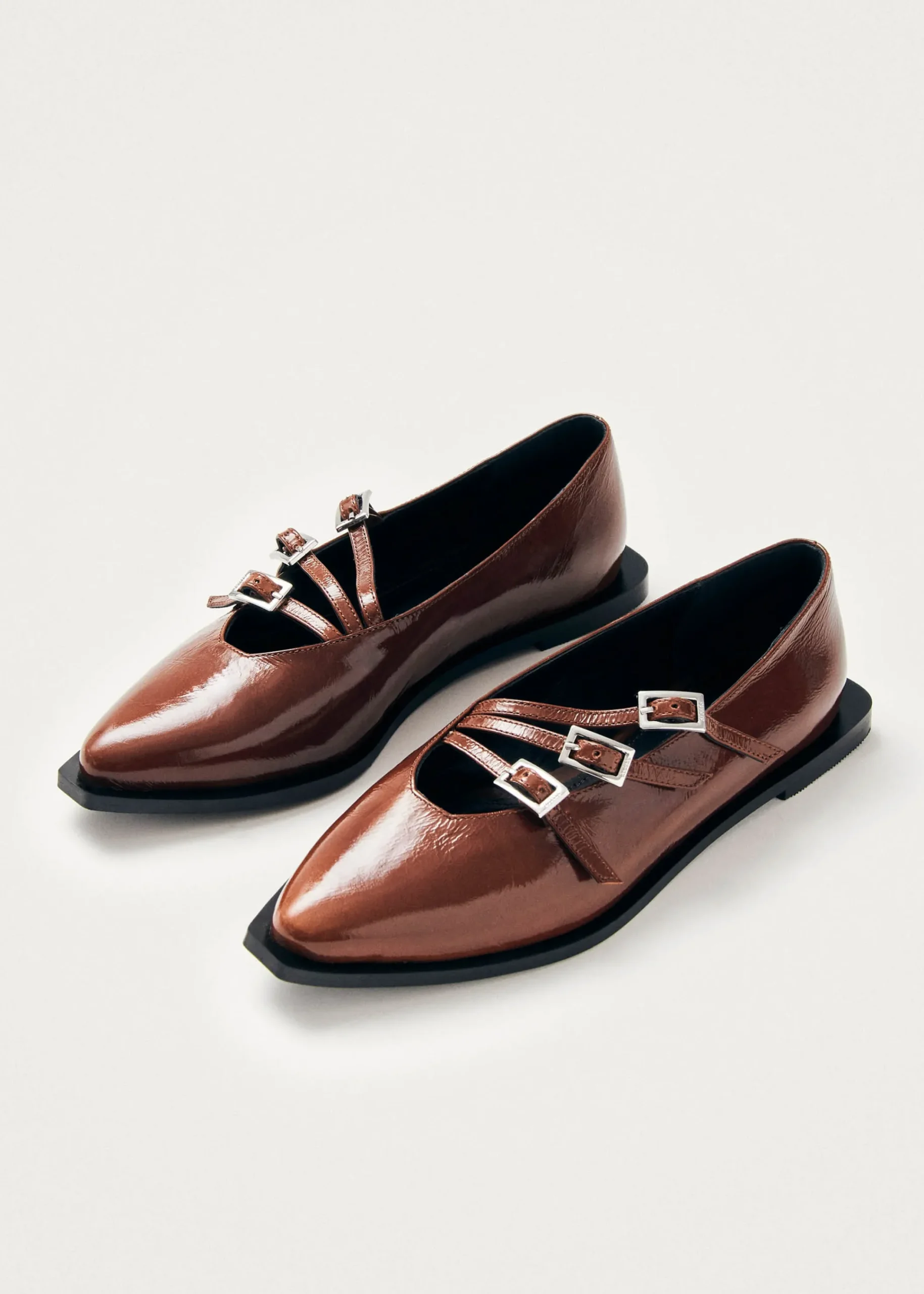 Jive Onix Brown Leather Ballet Flats|ALOHAS Outlet
