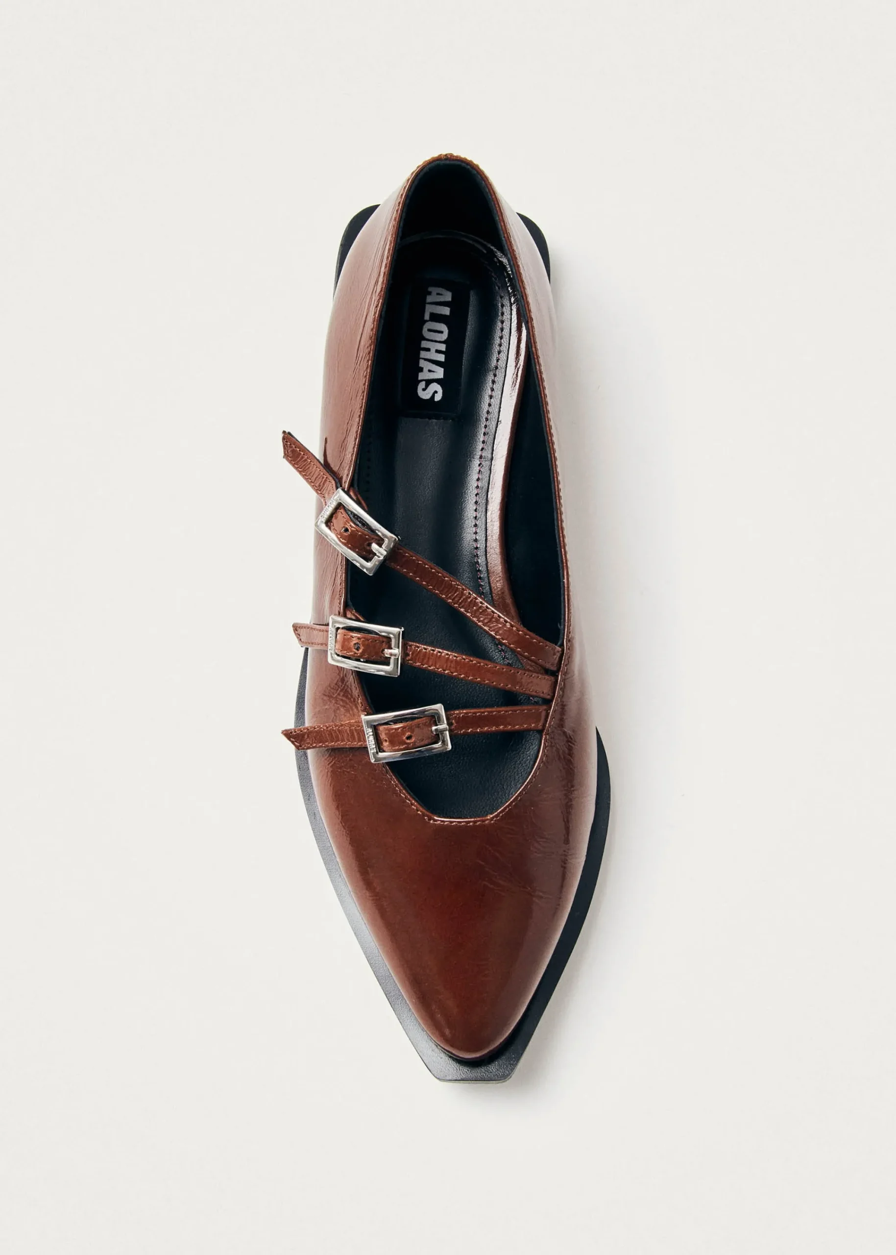 Jive Onix Brown Leather Ballet Flats|ALOHAS Outlet