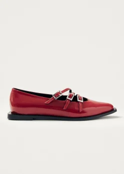 Jive Onix Red Leather Ballet Flats|ALOHAS Hot